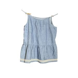 OLD NAVY L (10/12)‎ Girls Chambray tank embroidered boho